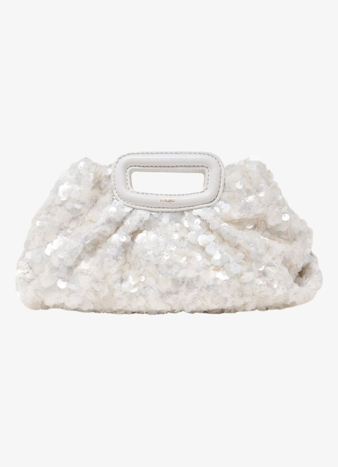 Maje Mini clutch met pailletten  - voorkant 6 wit