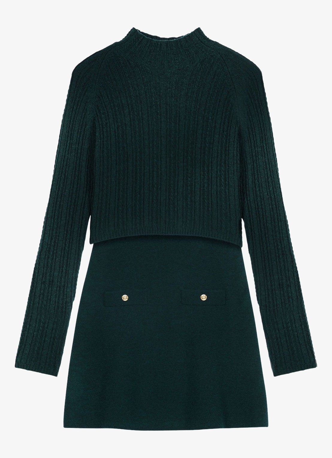 Maje Mini jurk met afneembare trui - detail 5 zeegroen