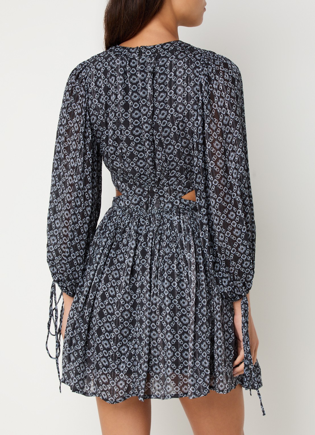 Maje Mini jurk met cut-out detail en lurex - achterkant 5 zwart