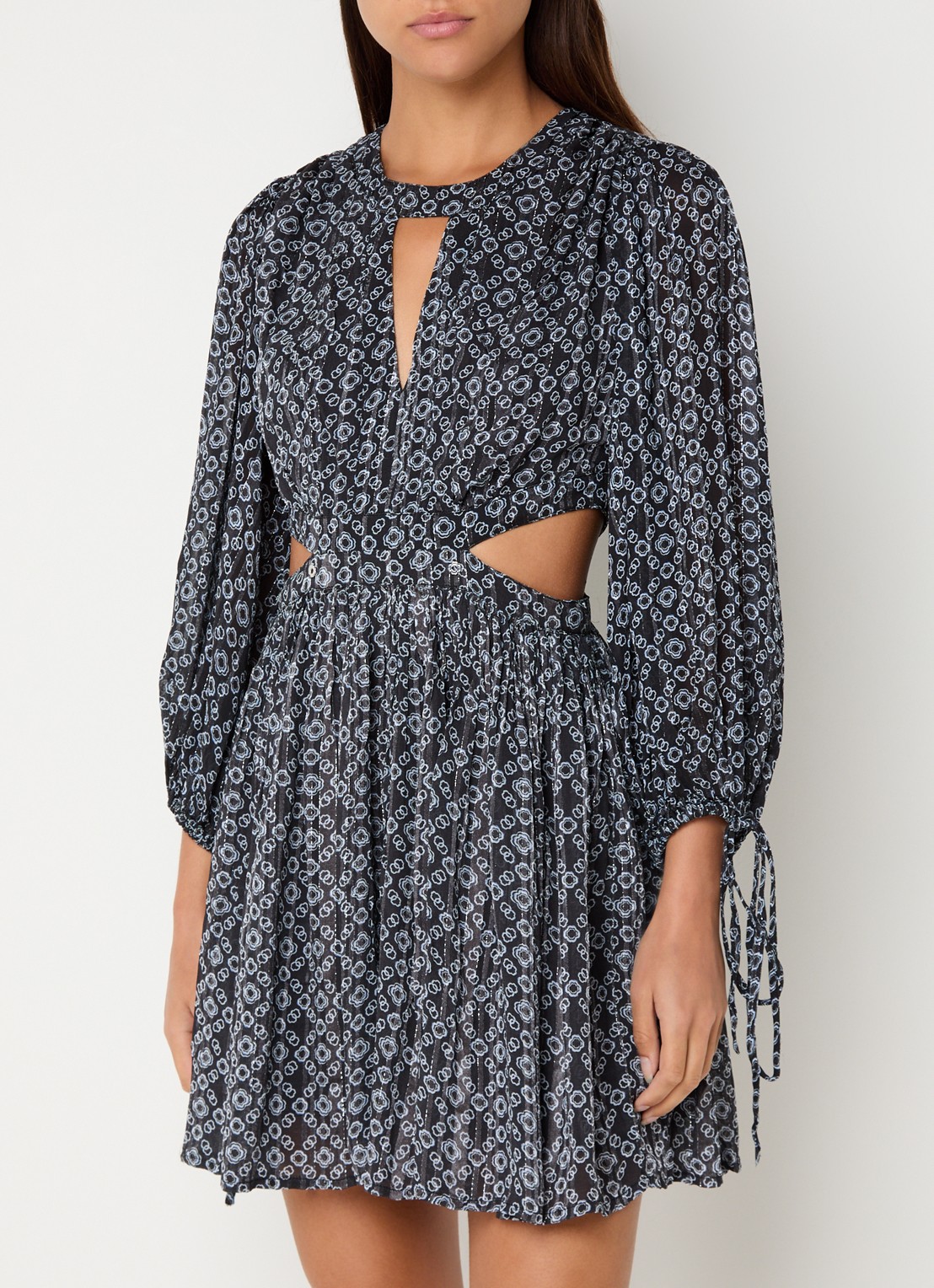 Maje Mini jurk met cut-out detail en lurex - detail zwart