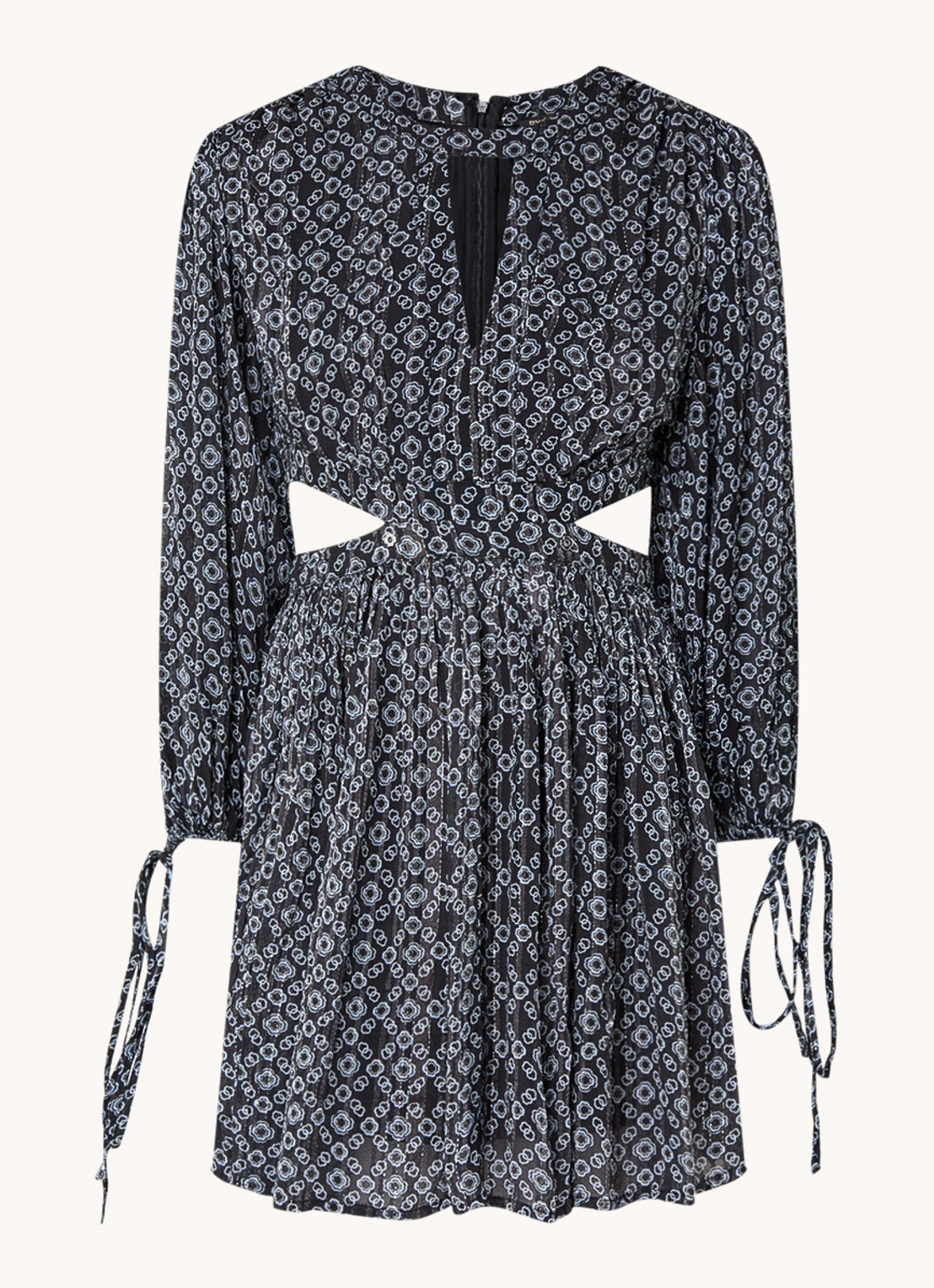 Maje Mini jurk met cut-out detail en lurex - voorkant 3 zwart
