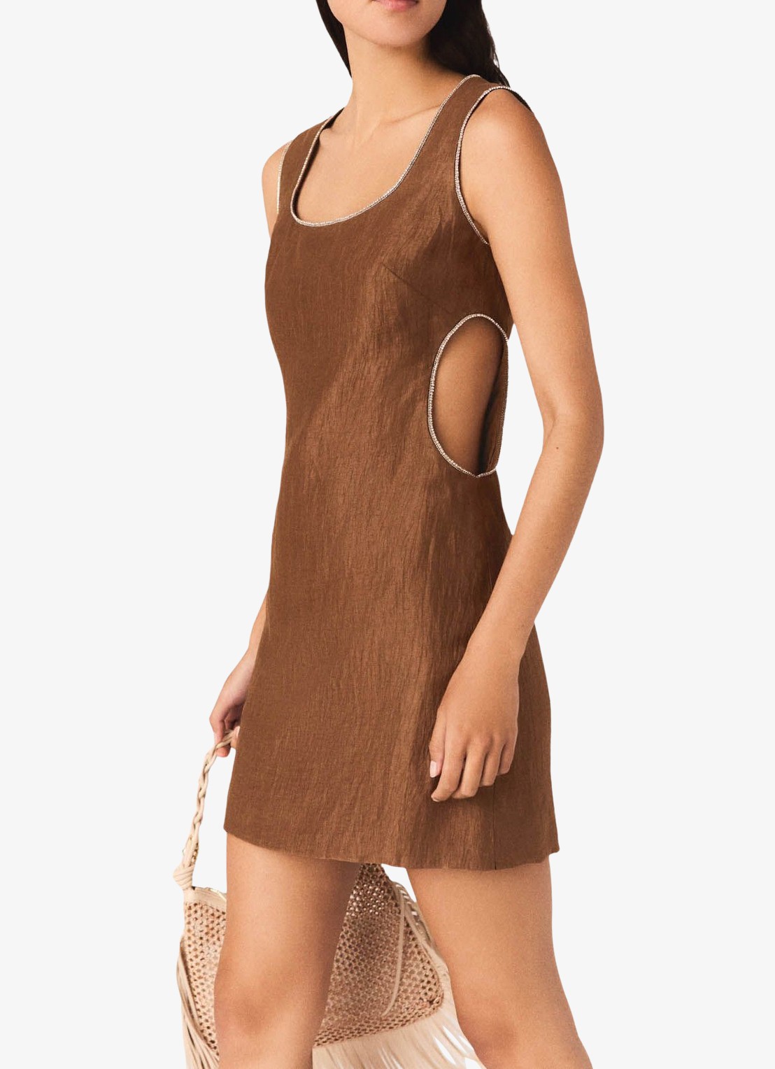 Maje Mini jurk met cut-out detail - detail 4 bruin