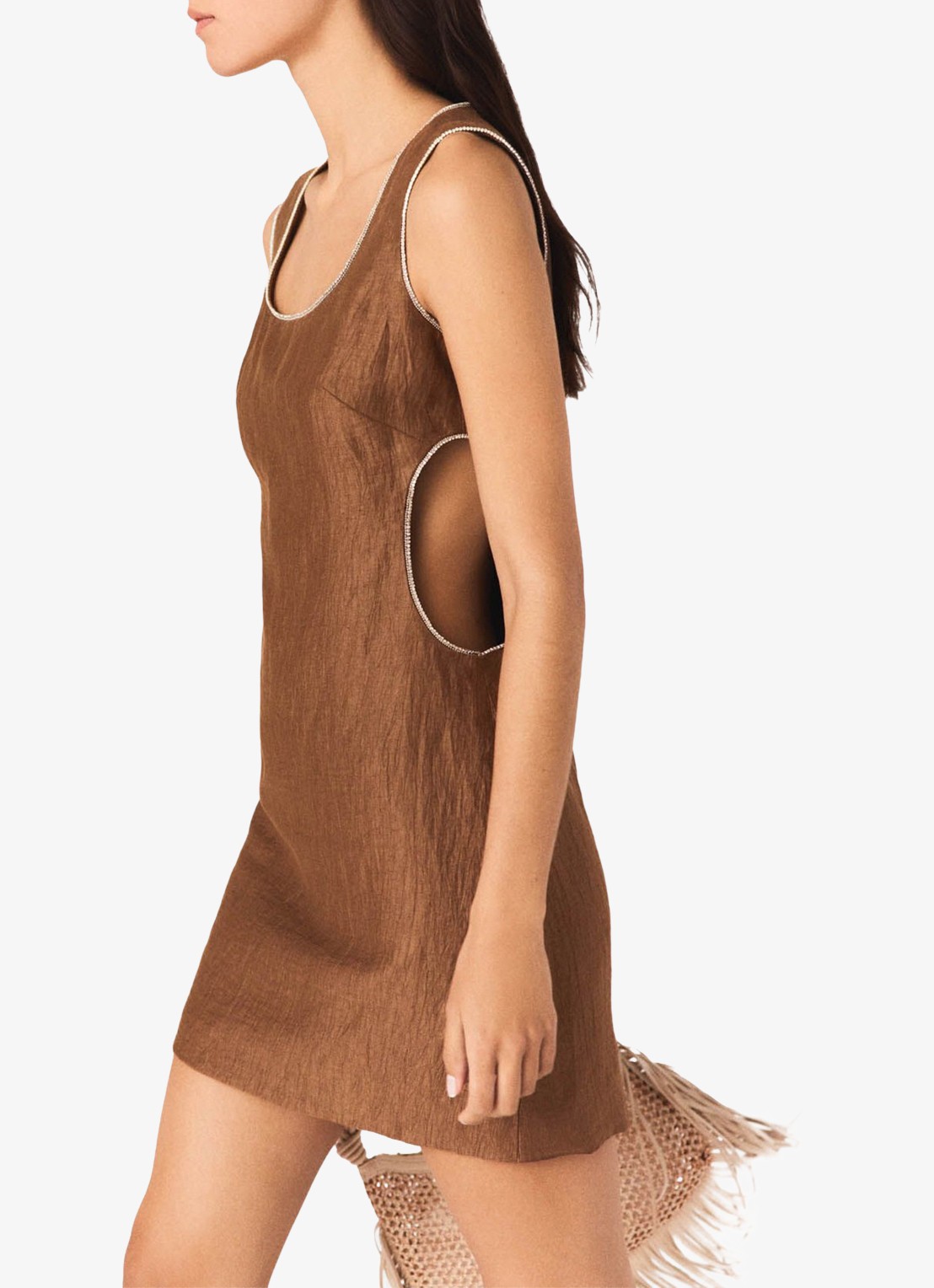 Maje Mini jurk met cut-out detail - detail 5 bruin