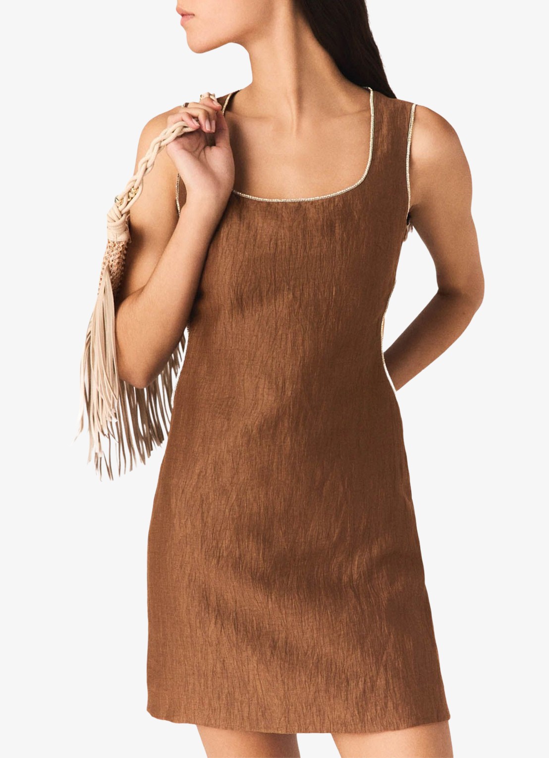 Maje Mini jurk met cut-out detail - detail 6 bruin