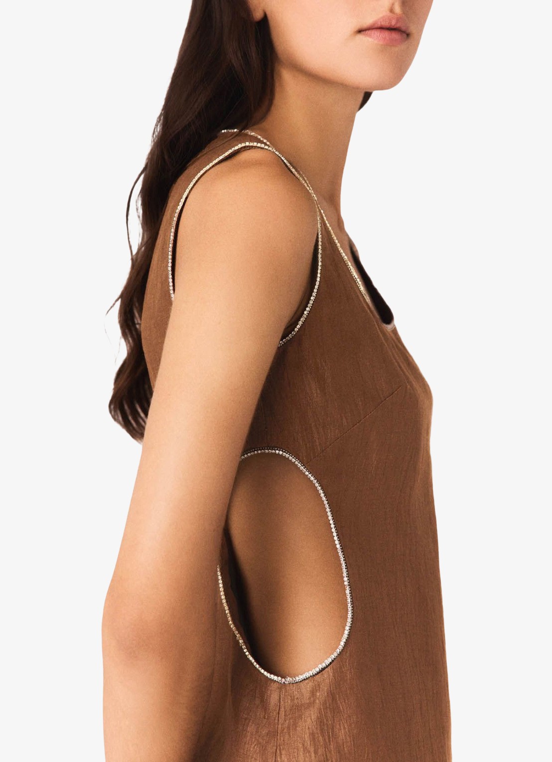 Maje Mini jurk met cut-out detail - detail 7 bruin
