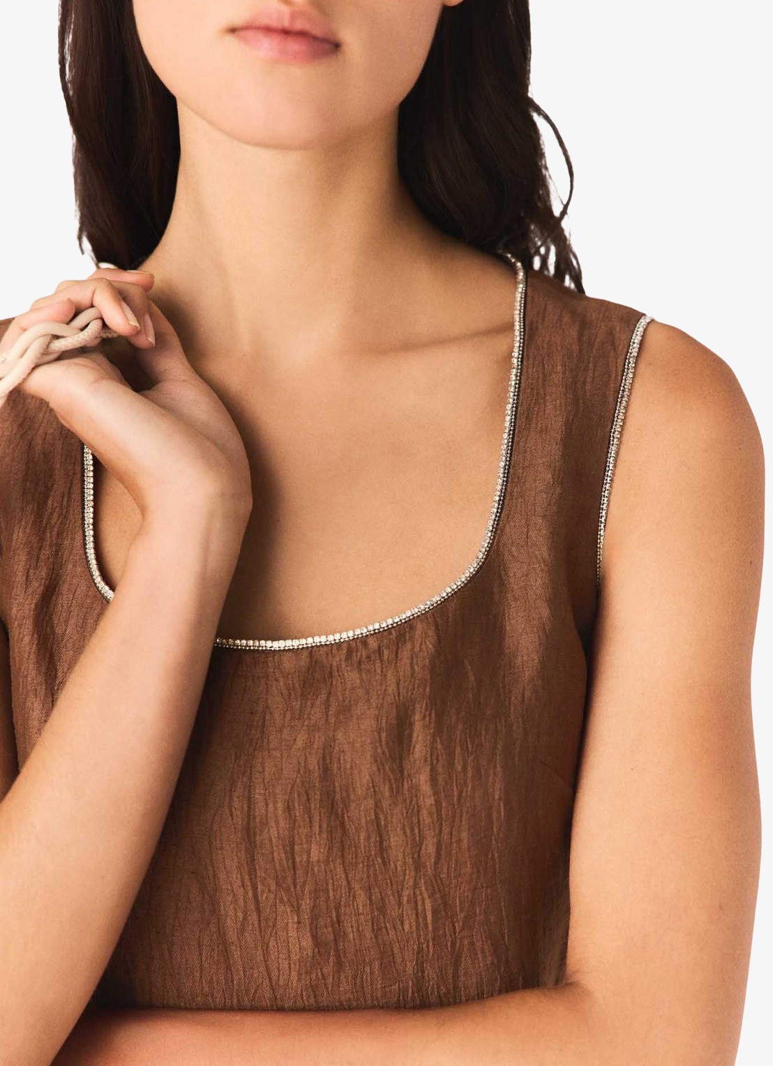 Maje Mini jurk met cut-out detail - detail 8 bruin