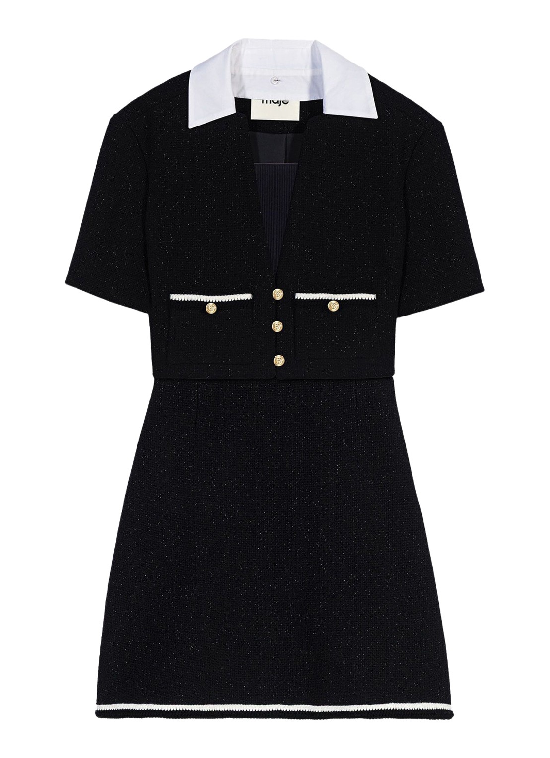 Maje Mini jurk met lurex - voorkant zwart