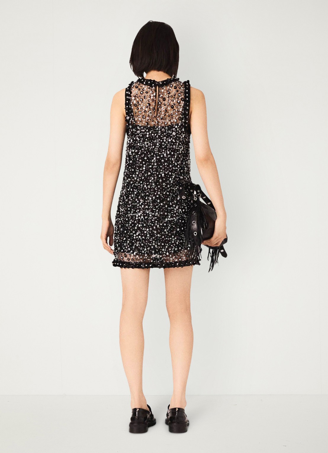 Maje Mini jurk met strass - achterkant 4 zwart
