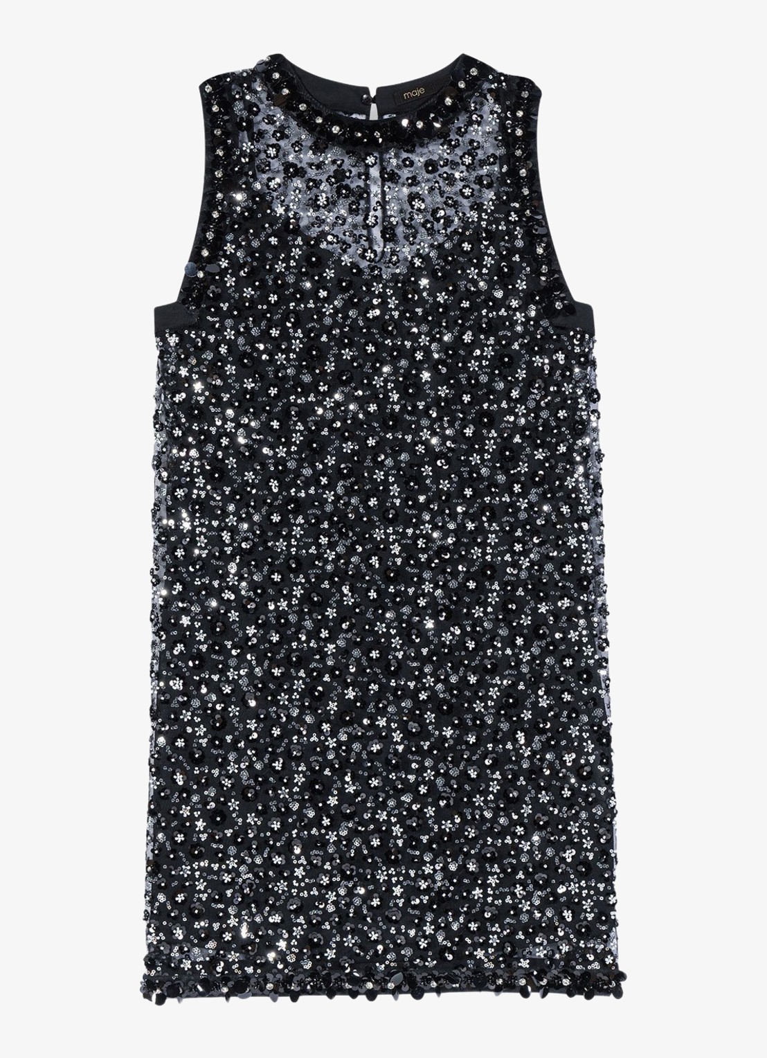 Maje Mini jurk met strass - voorkant 5 zwart