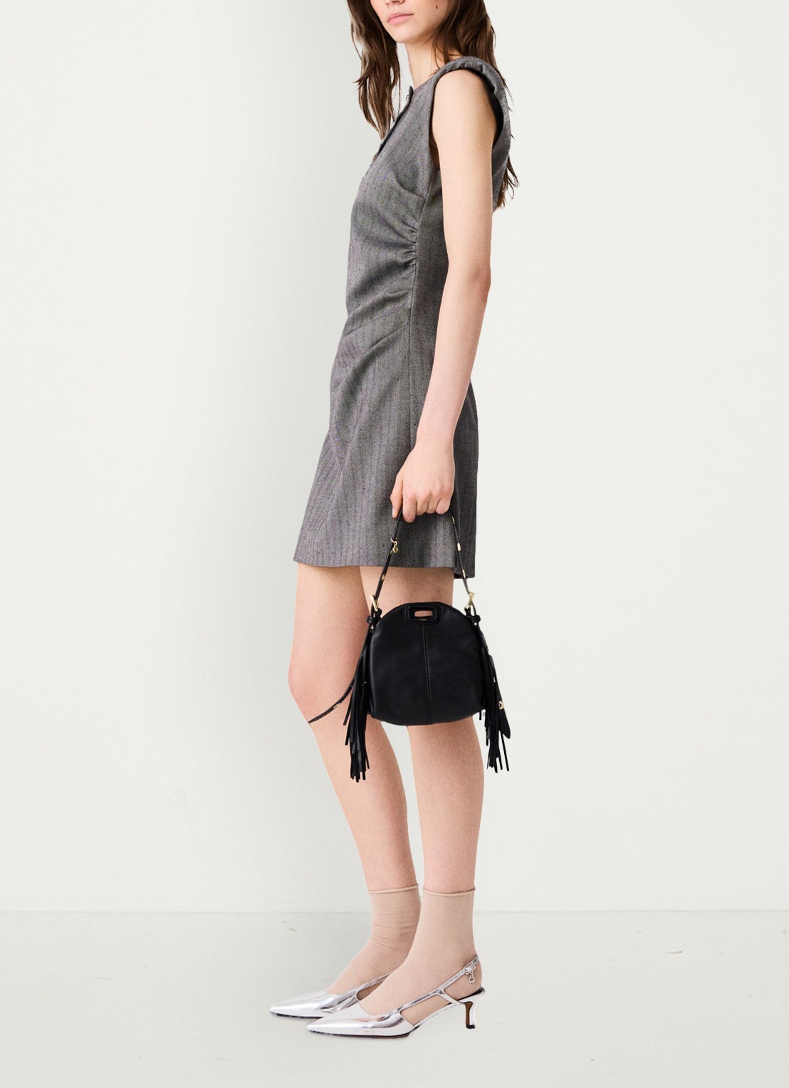 Maje Mini jurk met strass - detail grijs