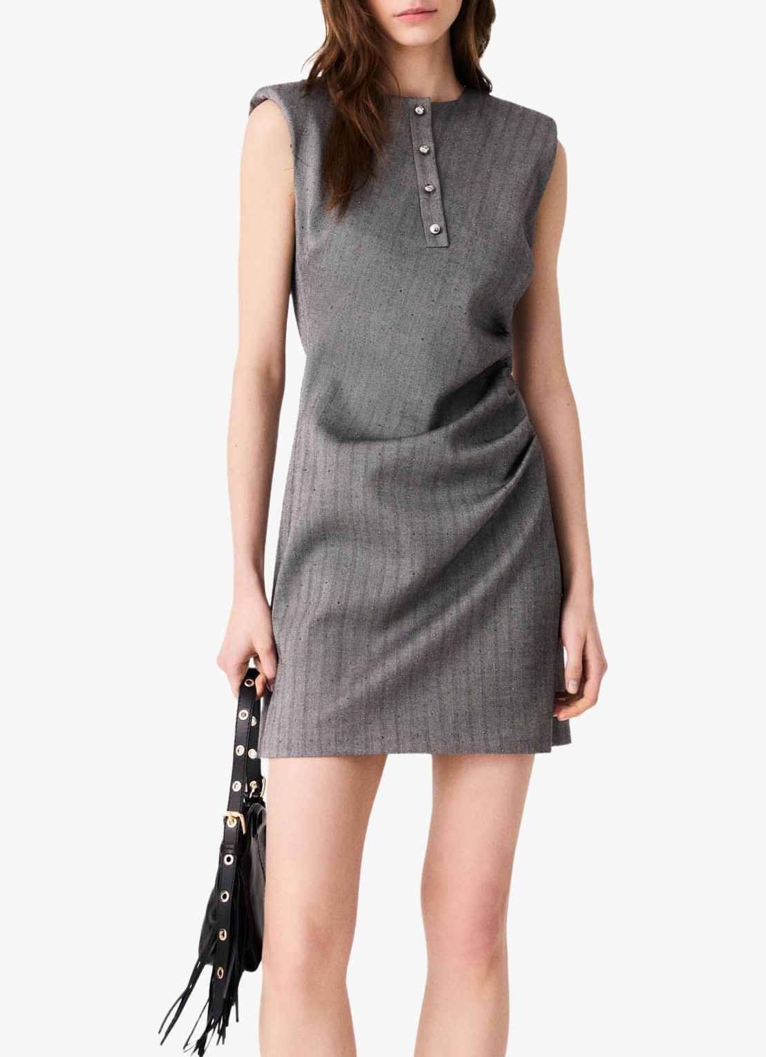 Maje Mini jurk met strass - detail 3 grijs