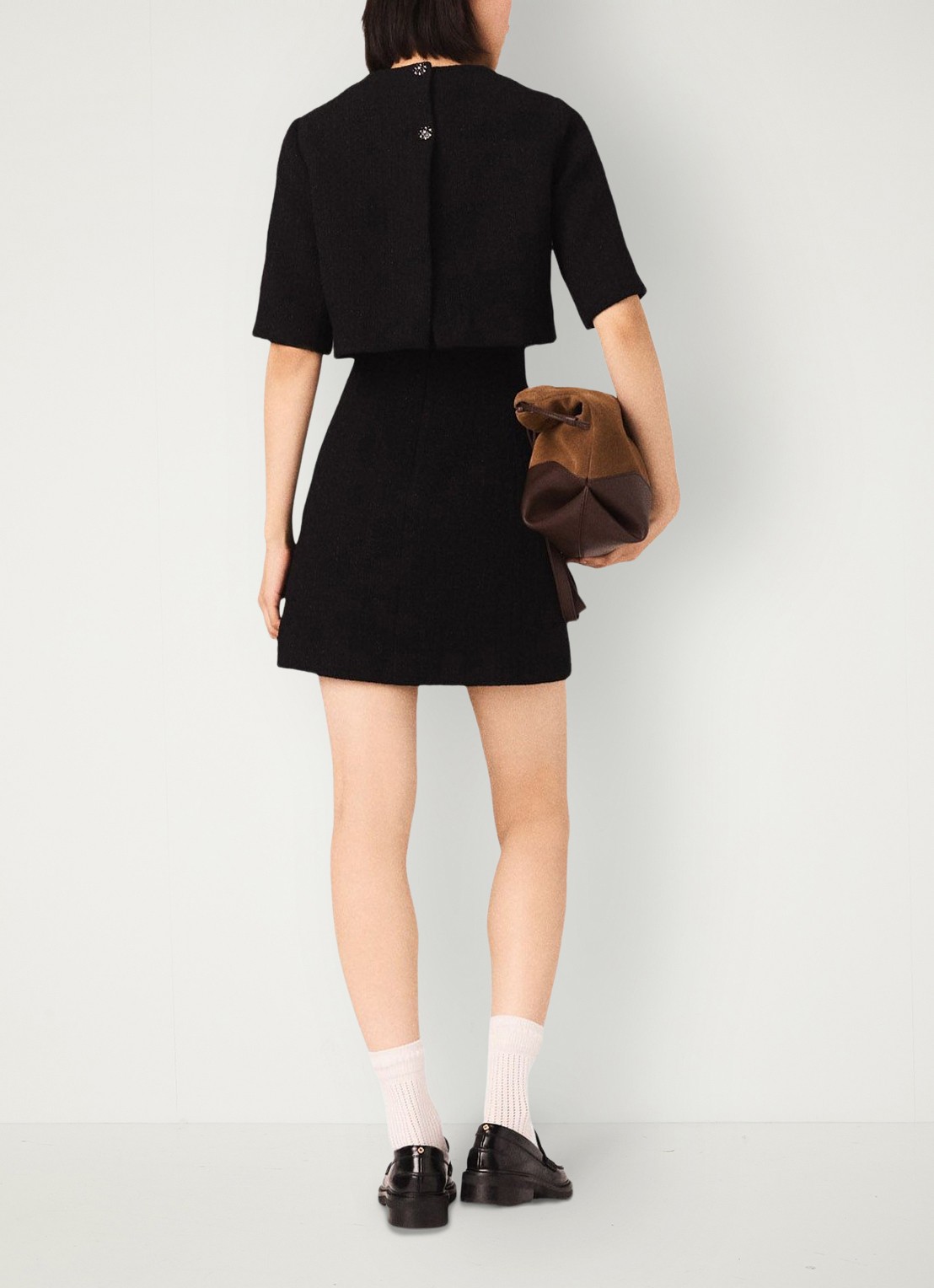Maje Mini jurk met tweed-look - achterkant 6 zwart