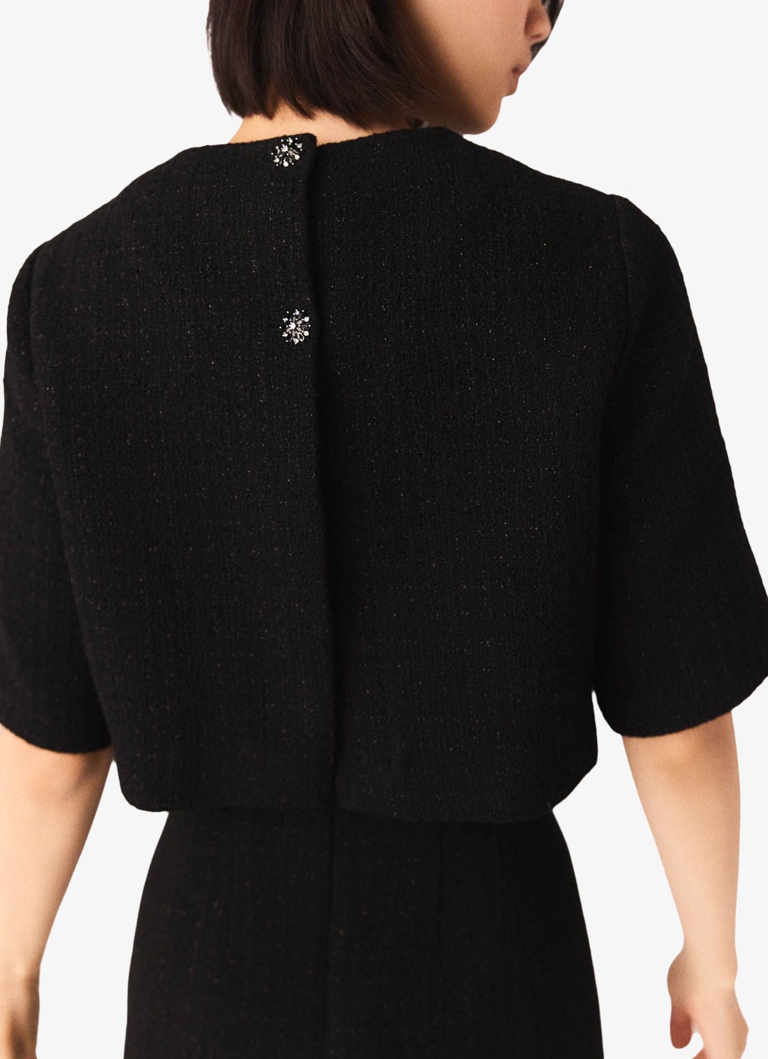 Maje Mini jurk met tweed-look - detail 3 zwart