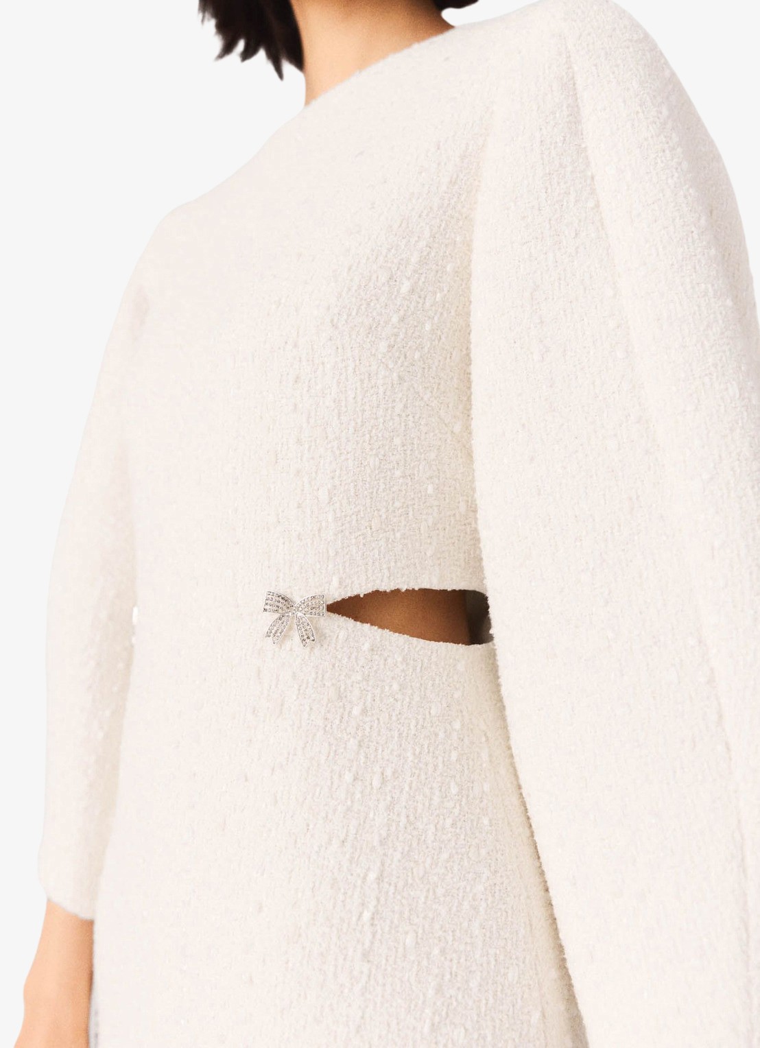Maje Mini jurk met tweed-look - detail 4 creme