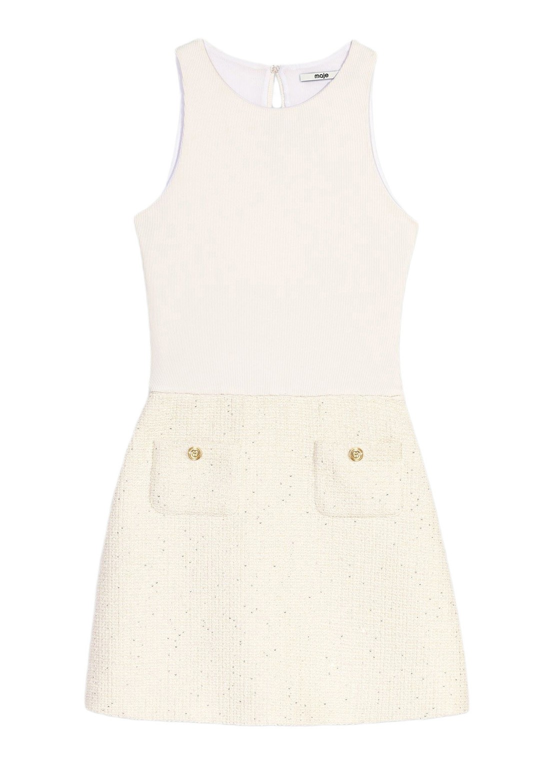 Maje Mini jurk met tweed-look - detail 2 beige