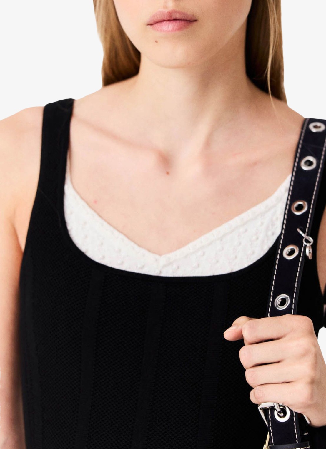 Maje Mini jurk met V-hals - detail 5 zwart