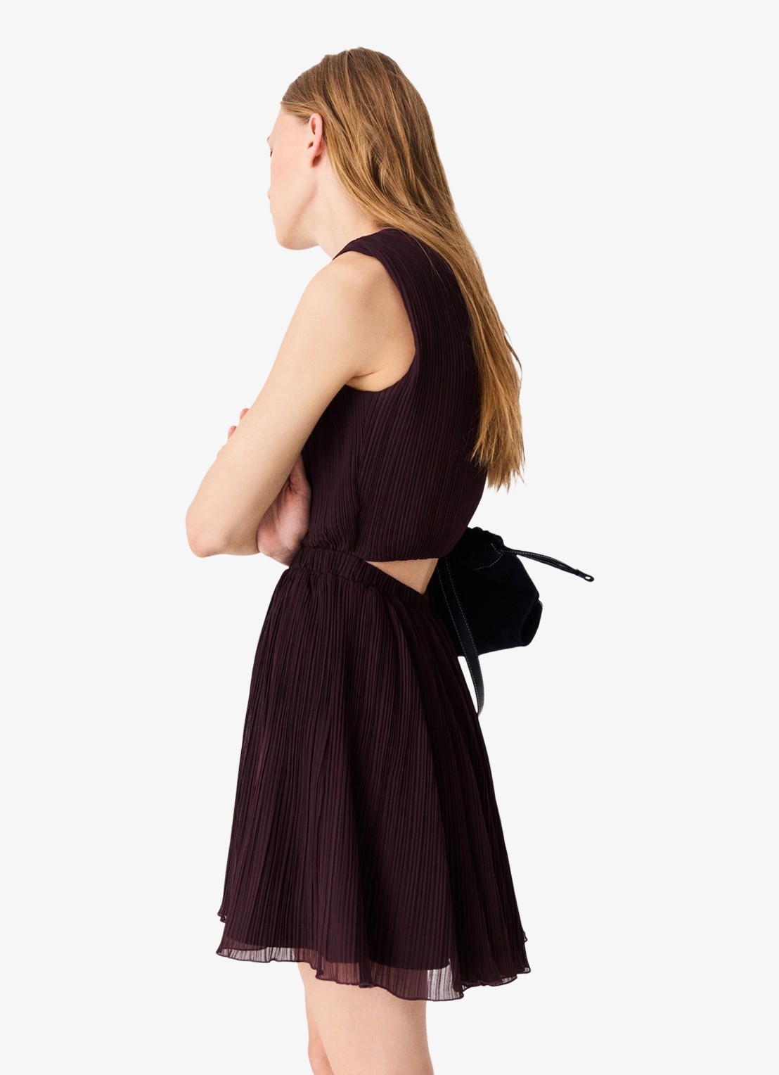 Maje Mini jurk met V-hals - detail paars