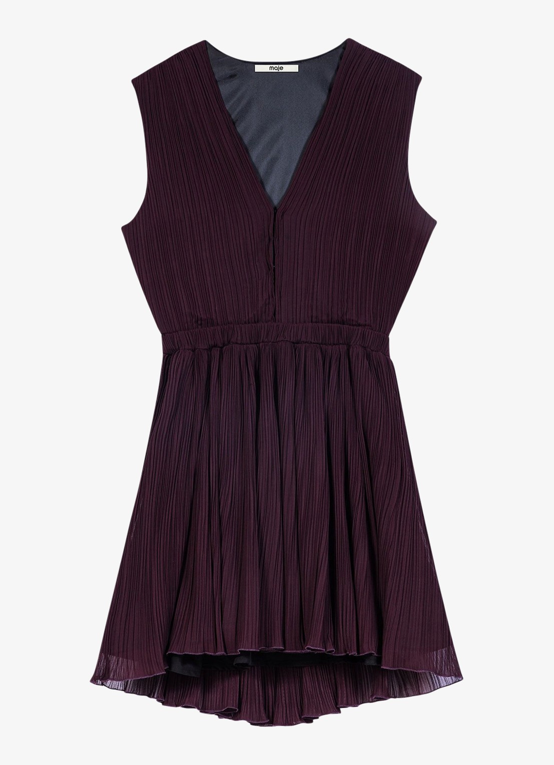 Maje Mini jurk met V-hals - voorkant 2 paars