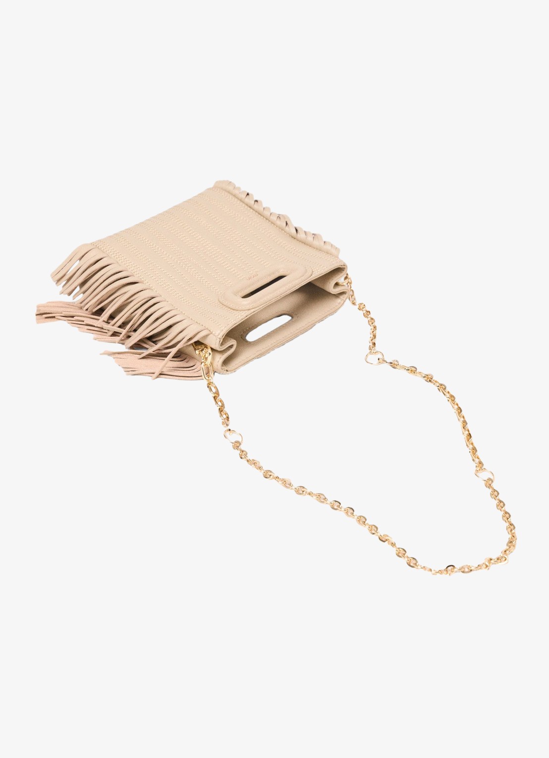 Maje Mini M tas van getikte leder - detail 6 creme