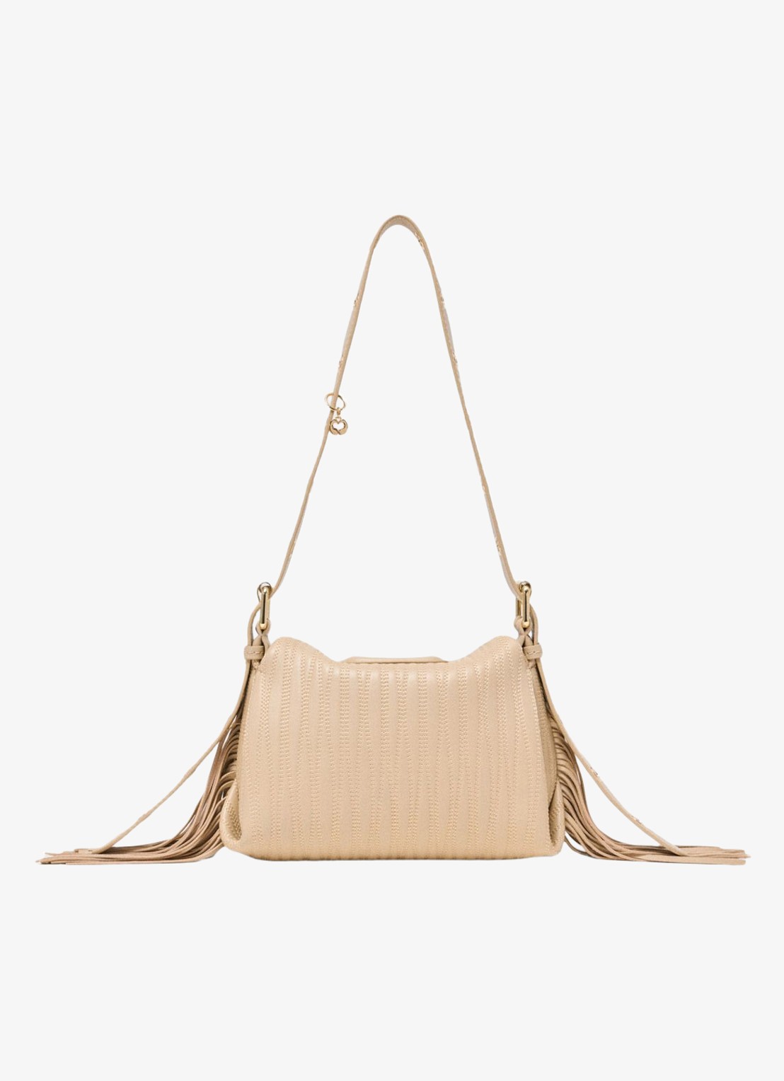 Maje Mini Miss M tas van getikte leder - achterkant creme