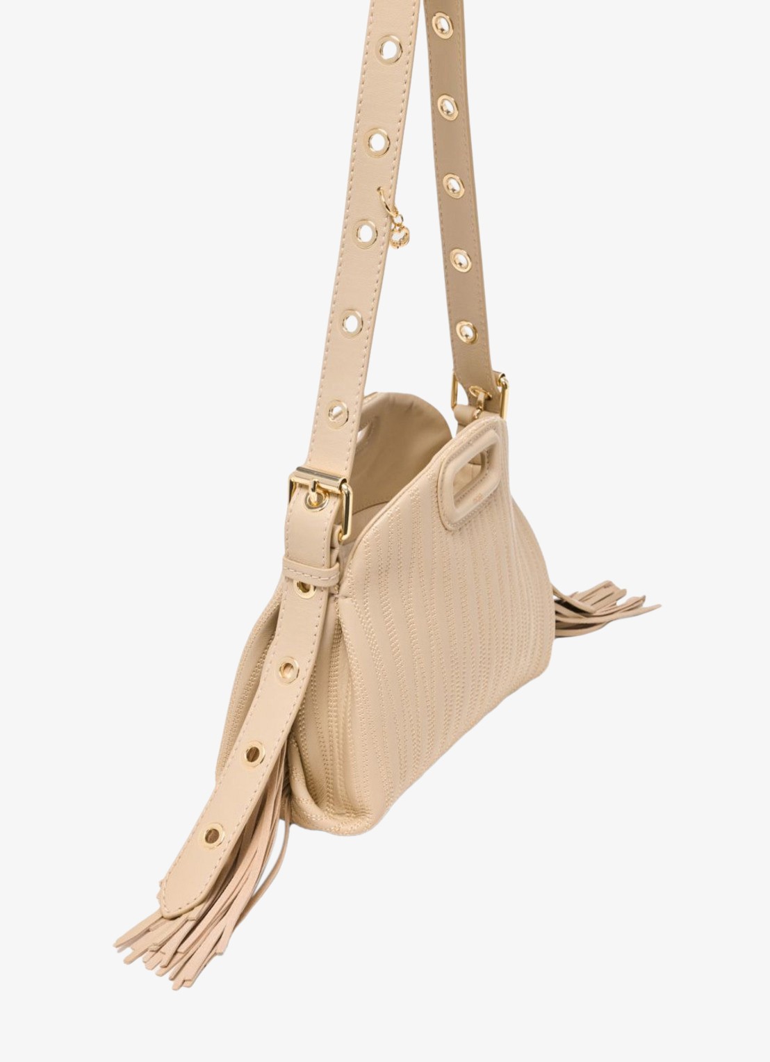 Maje Mini Miss M tas van getikte leder - detail 4 creme