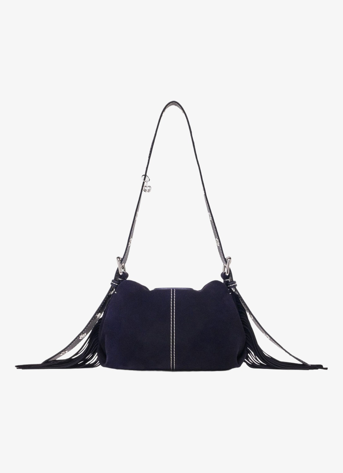 Maje Mini Miss M tas van getikte suède - detail 4 marineblauw