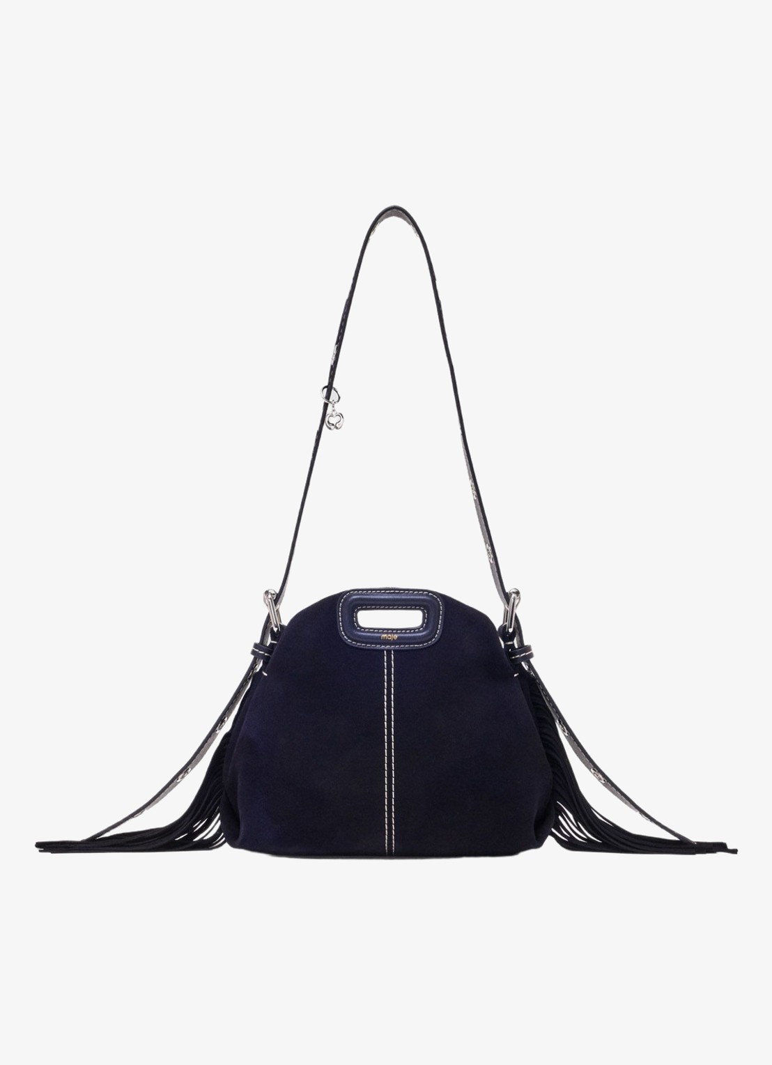 Maje Mini Miss M tas van getikte suède - voorkant marineblauw