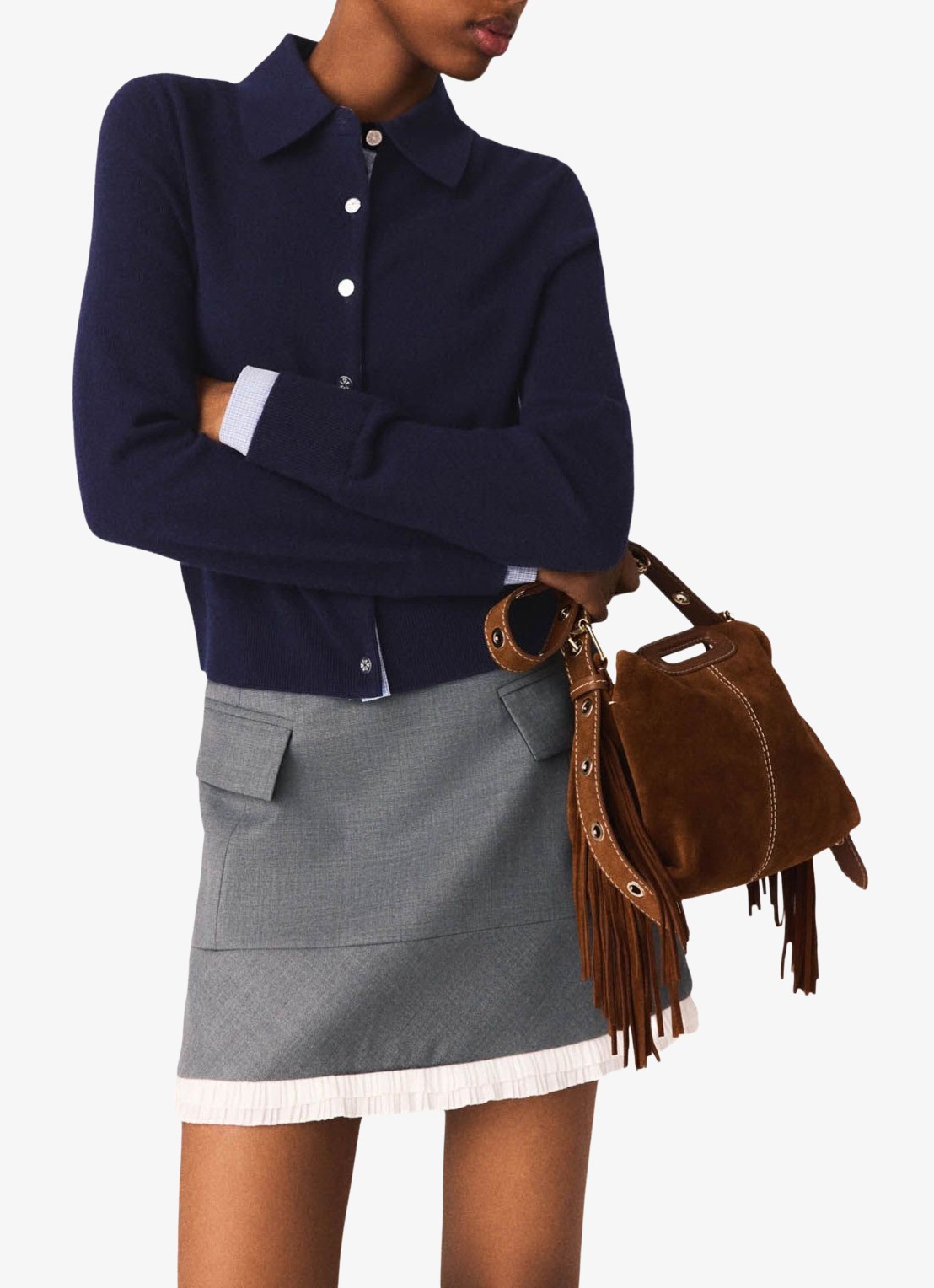 Maje Mini rok in wolblend met klepzakken - detail 5 grijs