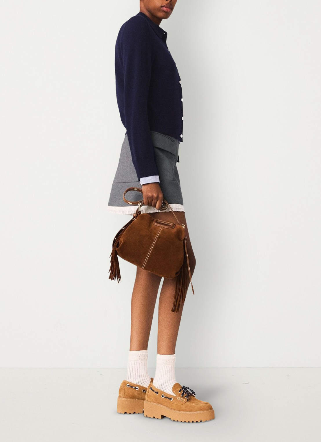 Maje Mini rok in wolblend met klepzakken - detail 7 grijs