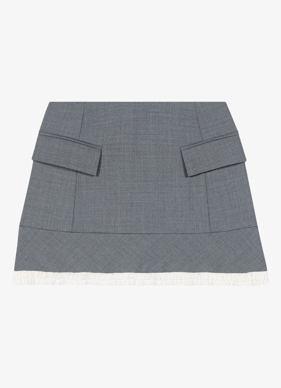 Maje Mini rok in wolblend met klepzakken - voorkant grijs