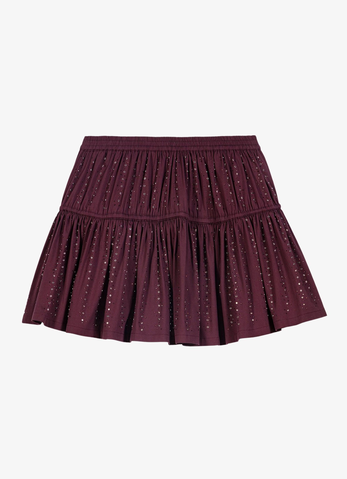 Maje Mini rok met lurex - voorkant 7 bordeauxrood