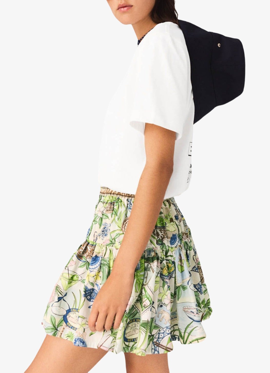 Maje Mini rok met plooien en print - detail 3 groen