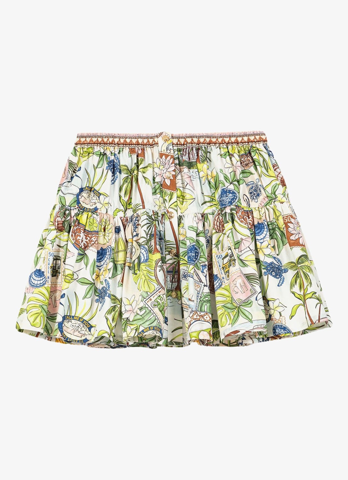 Maje Mini rok met plooien en print - voorkant 5 groen