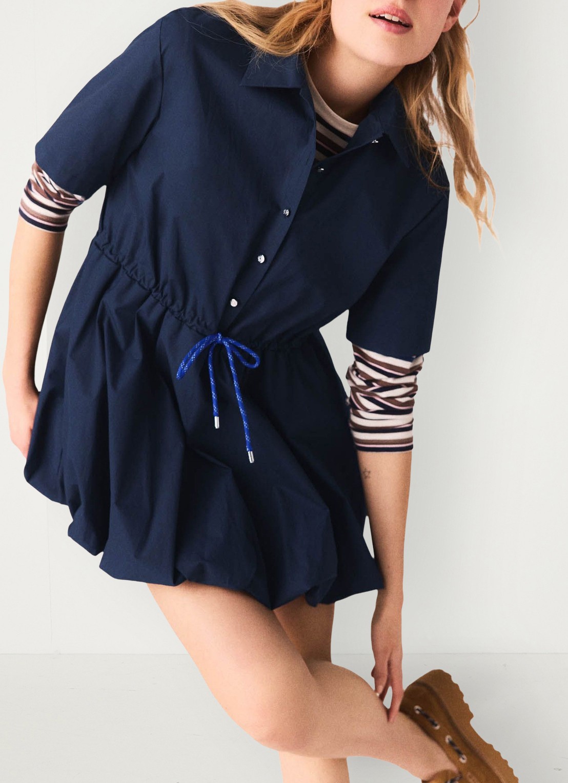 Maje Mini tuniekjurk met trekkoord - detail 5 blauw