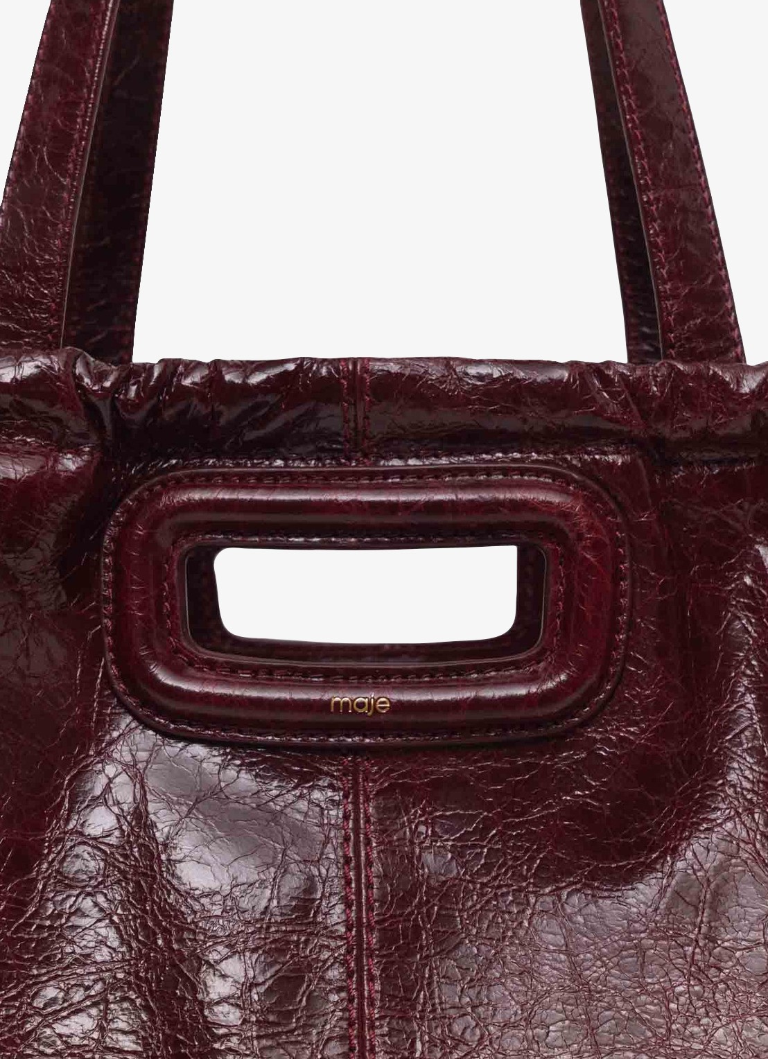 Maje Miss M Cabasused schoudertas van leer - detail 4 bordeauxrood