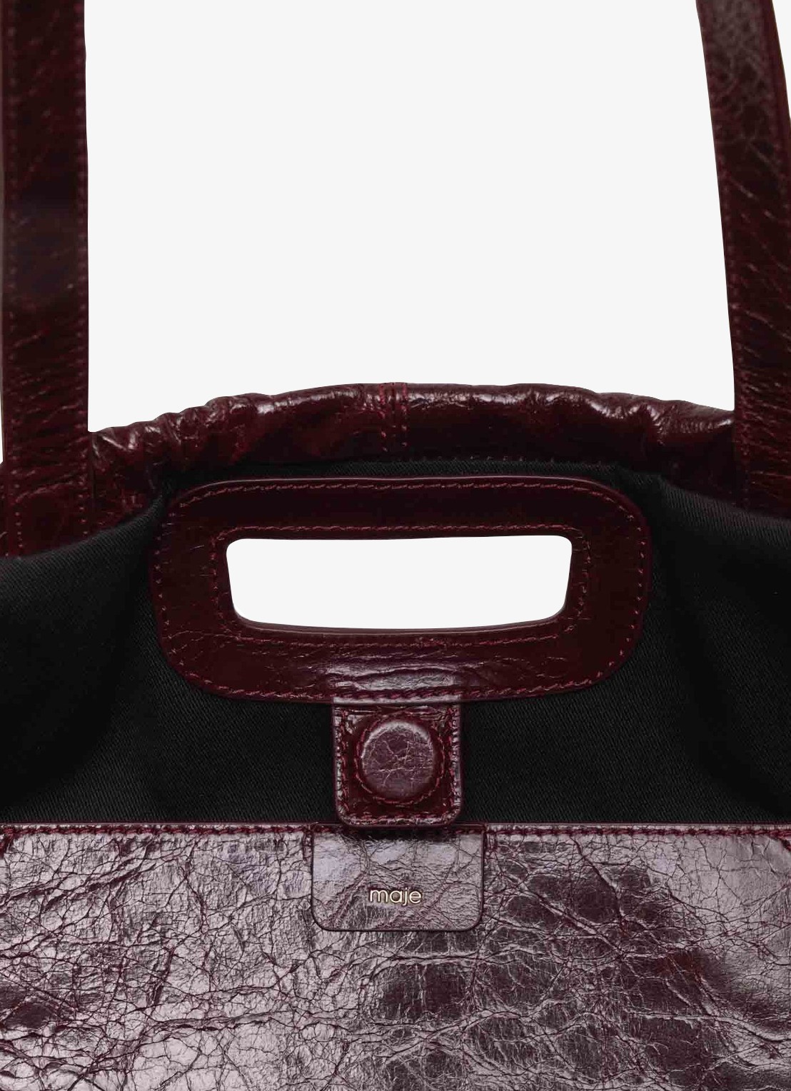Maje Miss M Cabasused schoudertas van leer - detail 5 bordeauxrood