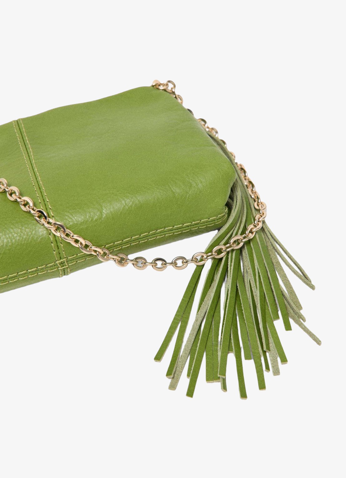 Maje Miss M clutch van leer met franjes - detail 4 groen