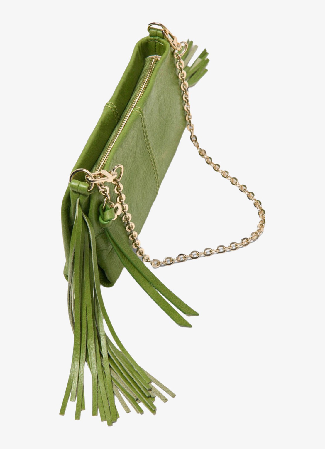 Maje Miss M clutch van leer met franjes - detail 5 groen