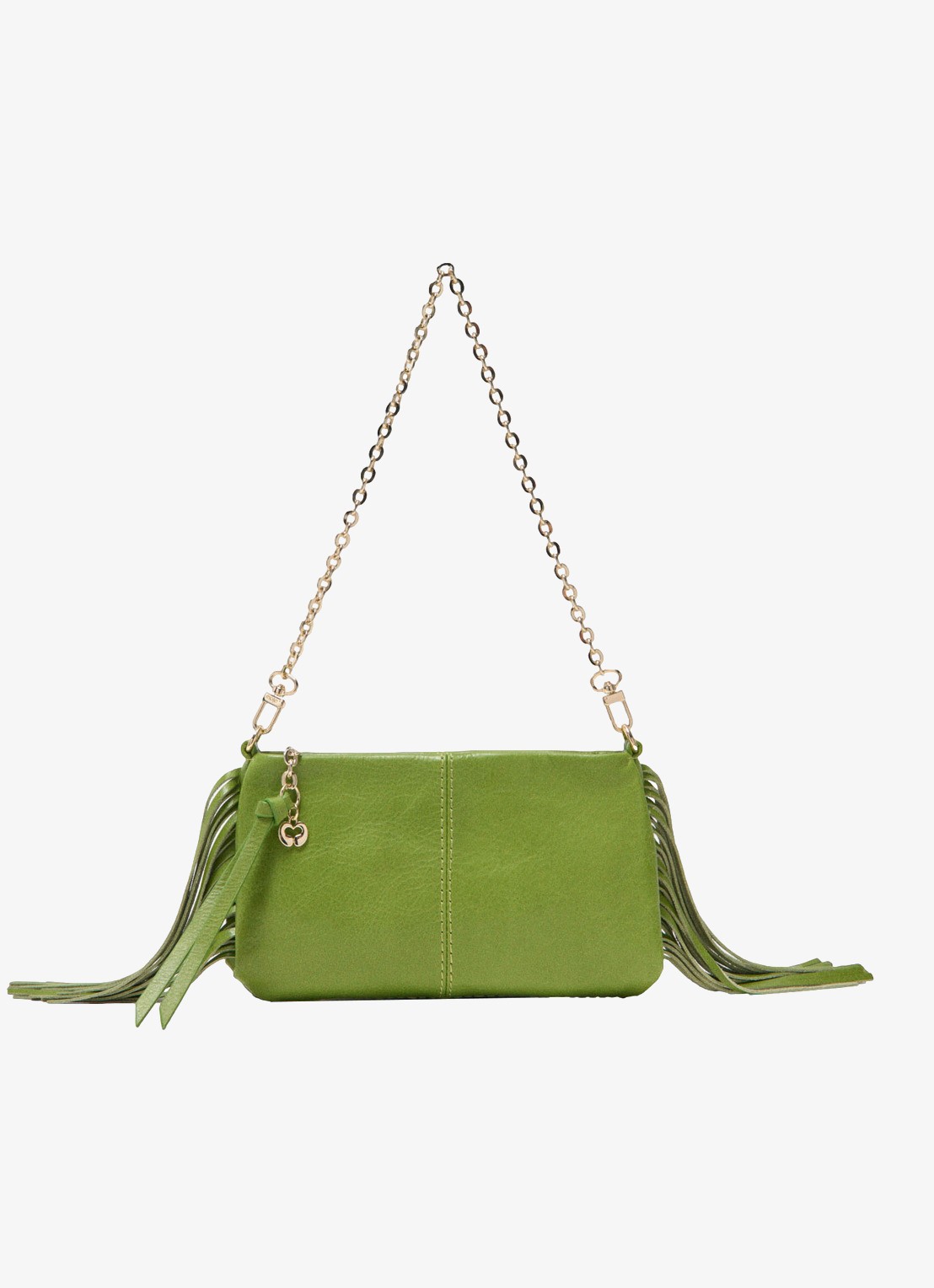 Maje Miss M clutch van leer met franjes - voorkant 6 groen