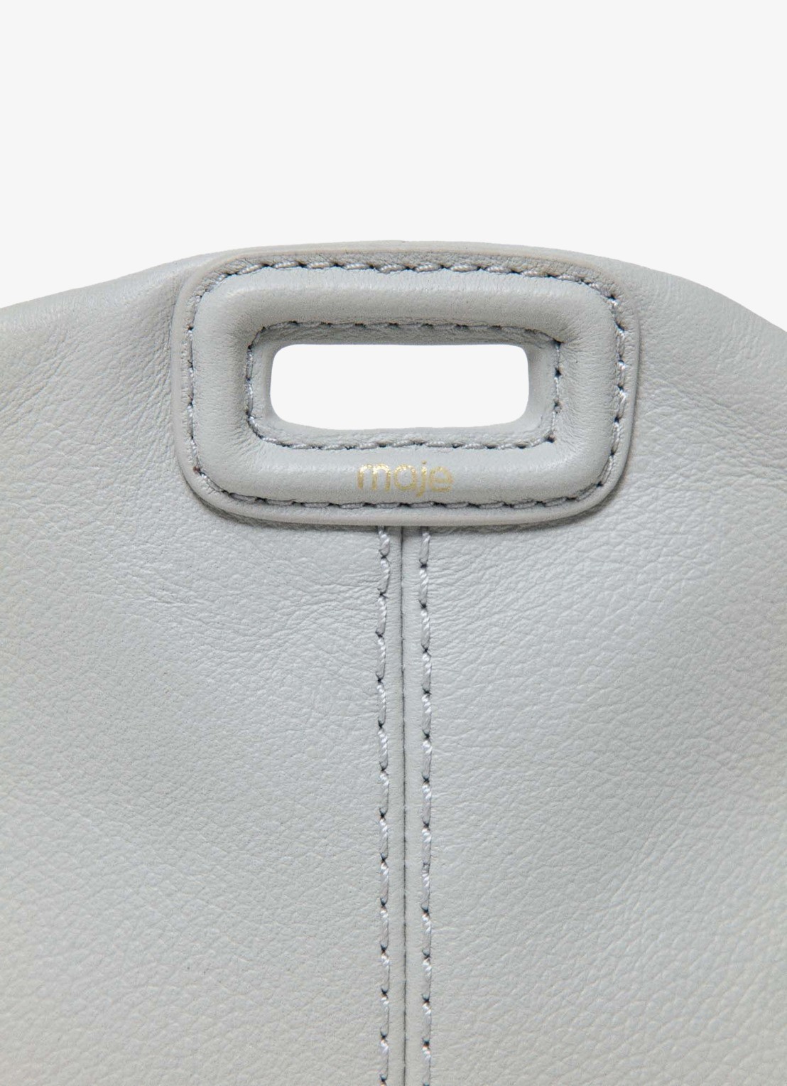 Maje Miss M Micro schoudertas van leer met afneembare schouderriem - detail 4 lichtgrijs