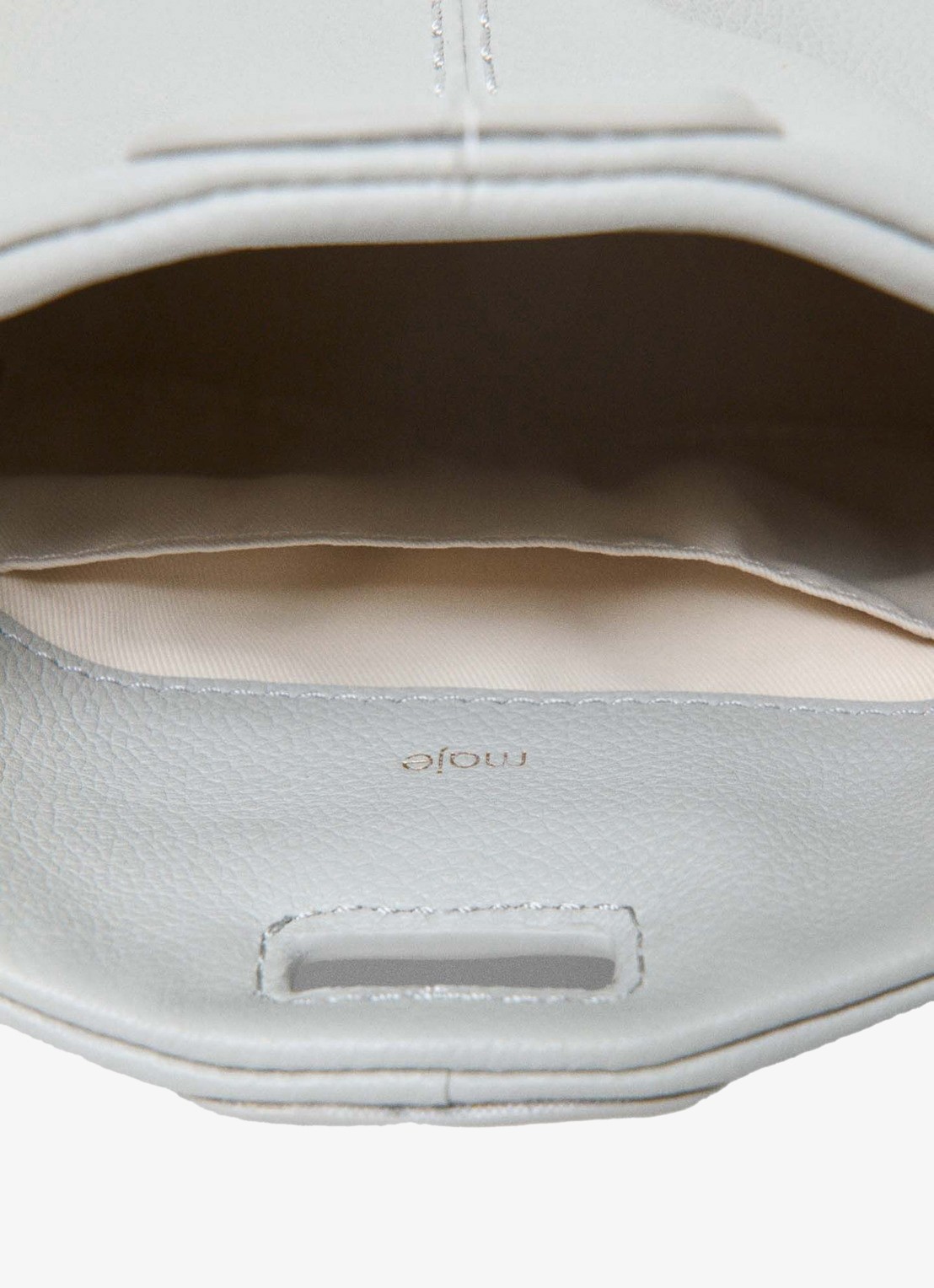 Maje Miss M Micro schoudertas van leer met afneembare schouderriem - detail 7 lichtgrijs