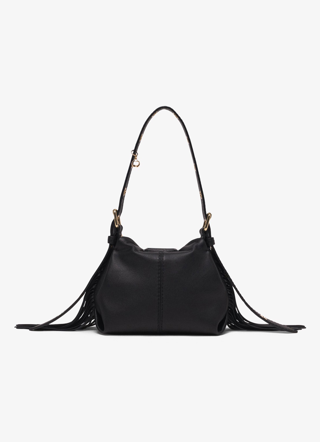 Maje Miss M Micro schoudertas van leer met verstelbare schouderriem - detail 3 jeans