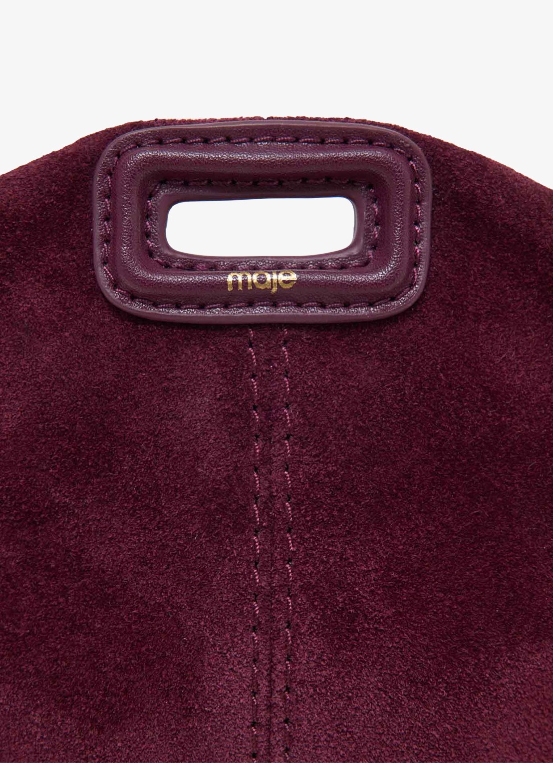 Maje Miss M Micro tas van suède met verstelbaar handvat - detail aubergine
