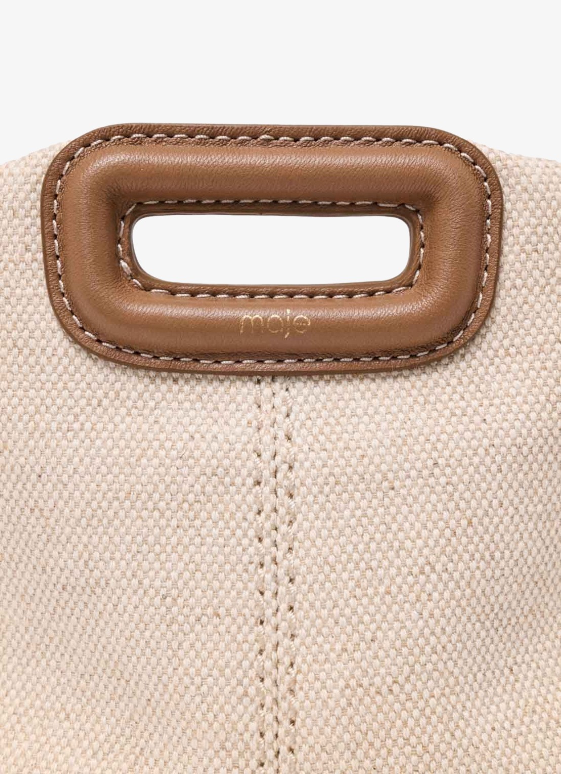 Maje Miss M Mini tas van canvas en leer - detail moca / wit