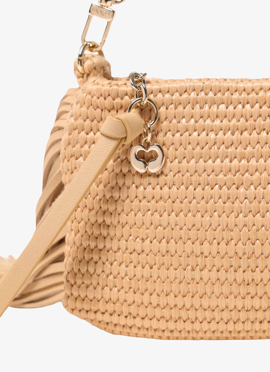 Maje Miss M schoudertas van leer met gevlochten detail  - detail 6 beige