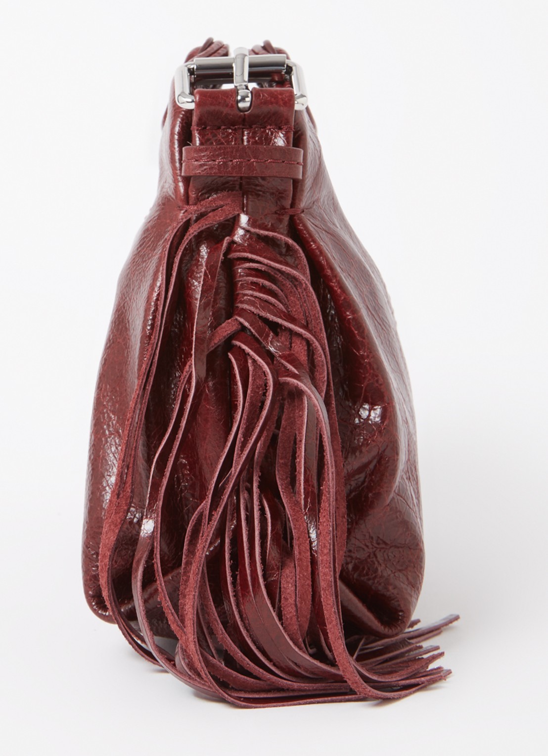 Maje Miss M schoudertas van leer - detail 2 bordeauxrood
