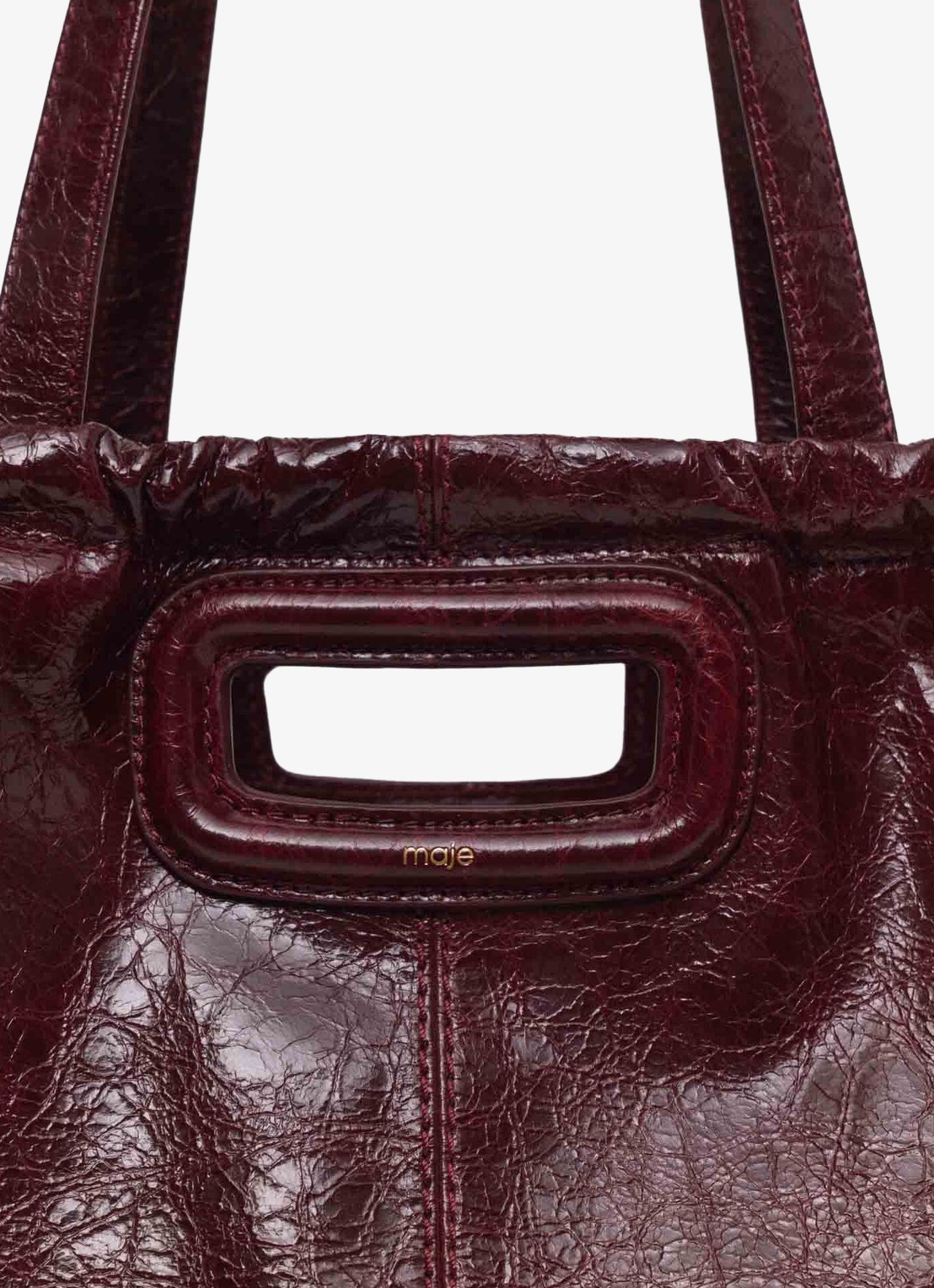 Maje Miss M schoudertas van leer - detail 3 bordeauxrood