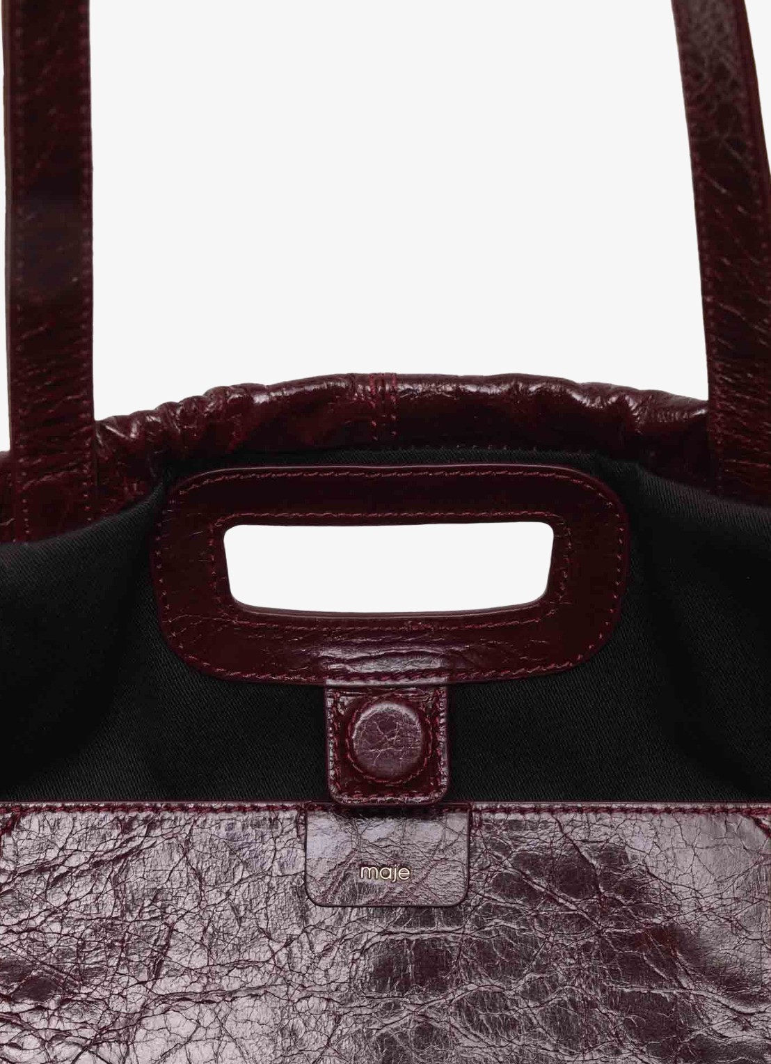 Maje Miss M schoudertas van leer - detail 5 bordeauxrood