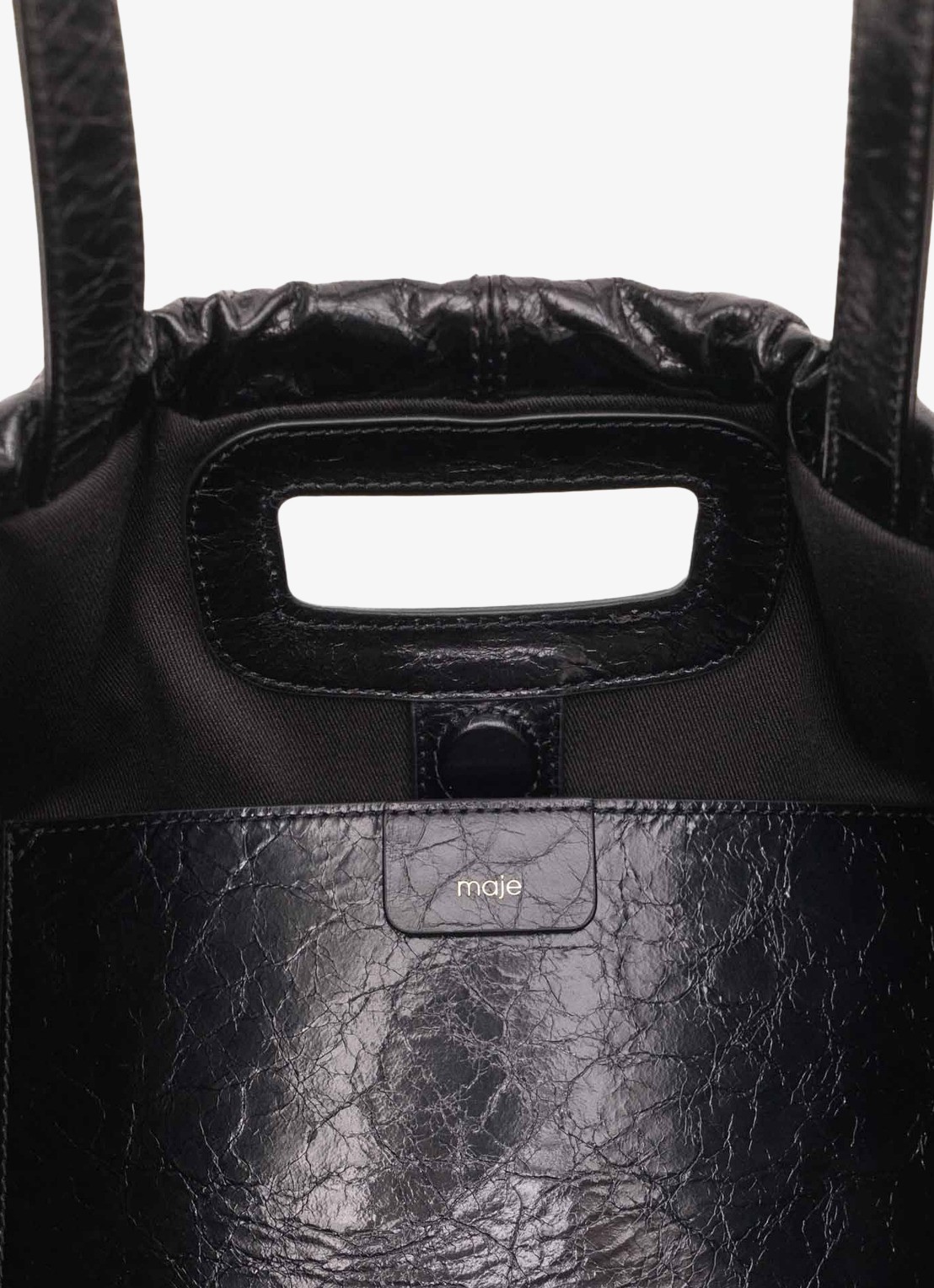 Maje Miss M schoudertas van leer - detail 3 jeans