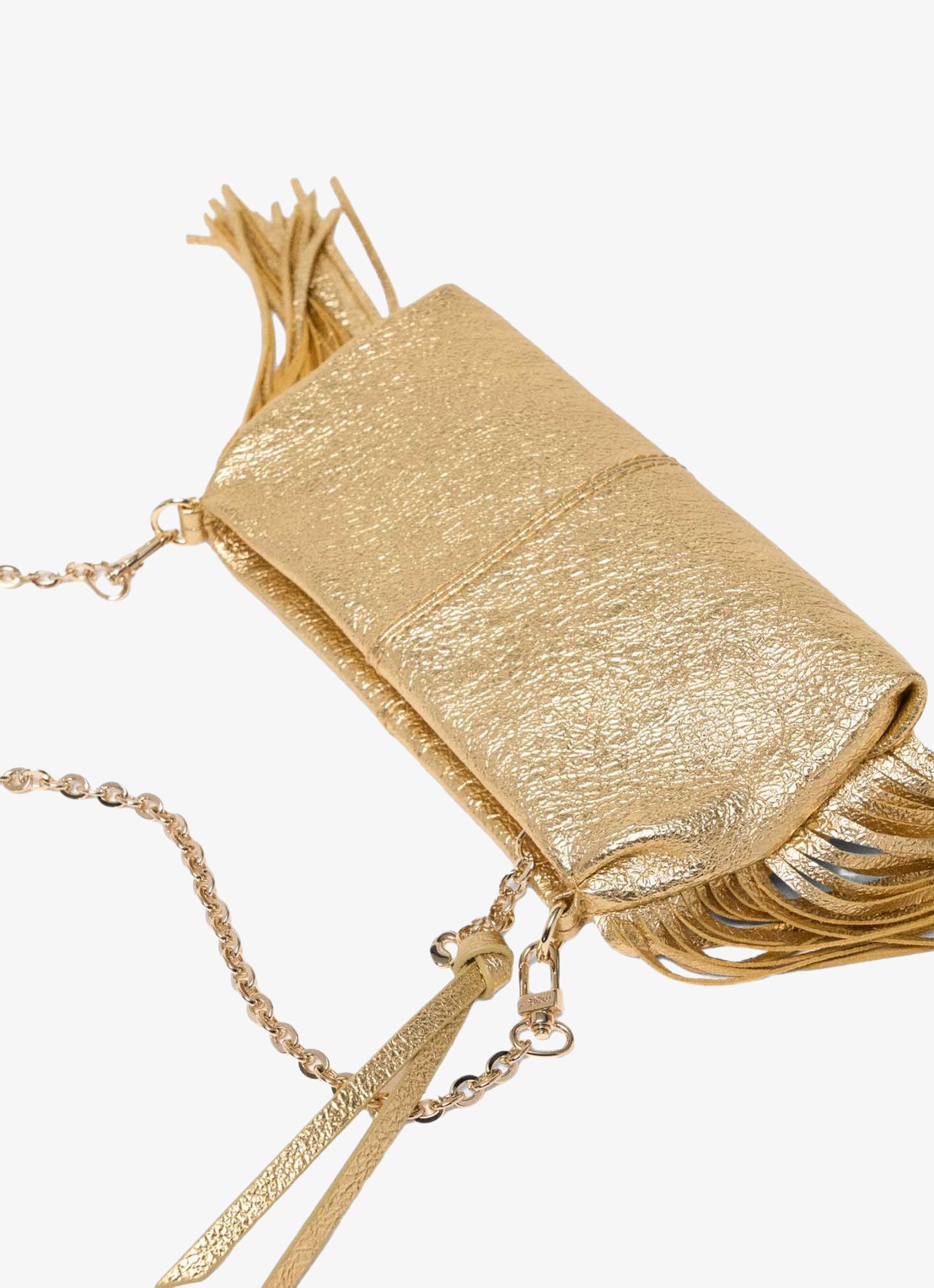 Maje Miss M schoudertas van schapenleer met metallic finish - achterkant 5 goud